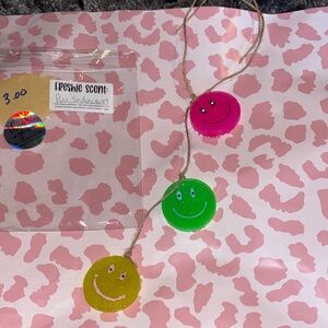 Colorful Smiley Face Hanging freshie pink seduction scented